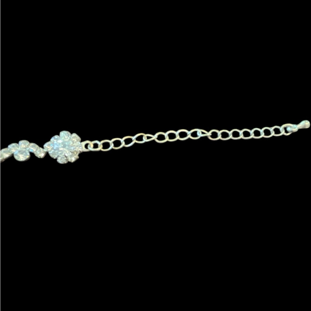 Silver Rhinestone Floral Bracelet - Picture 6 of 6
